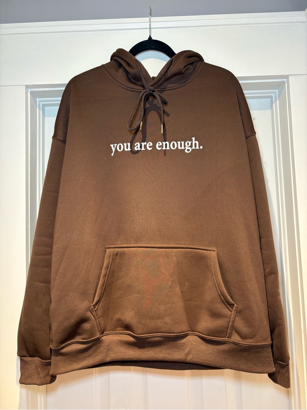 Women’s Live2Live Brown Zip-Up Hoodie Sweater with "you are enough." Chest Print